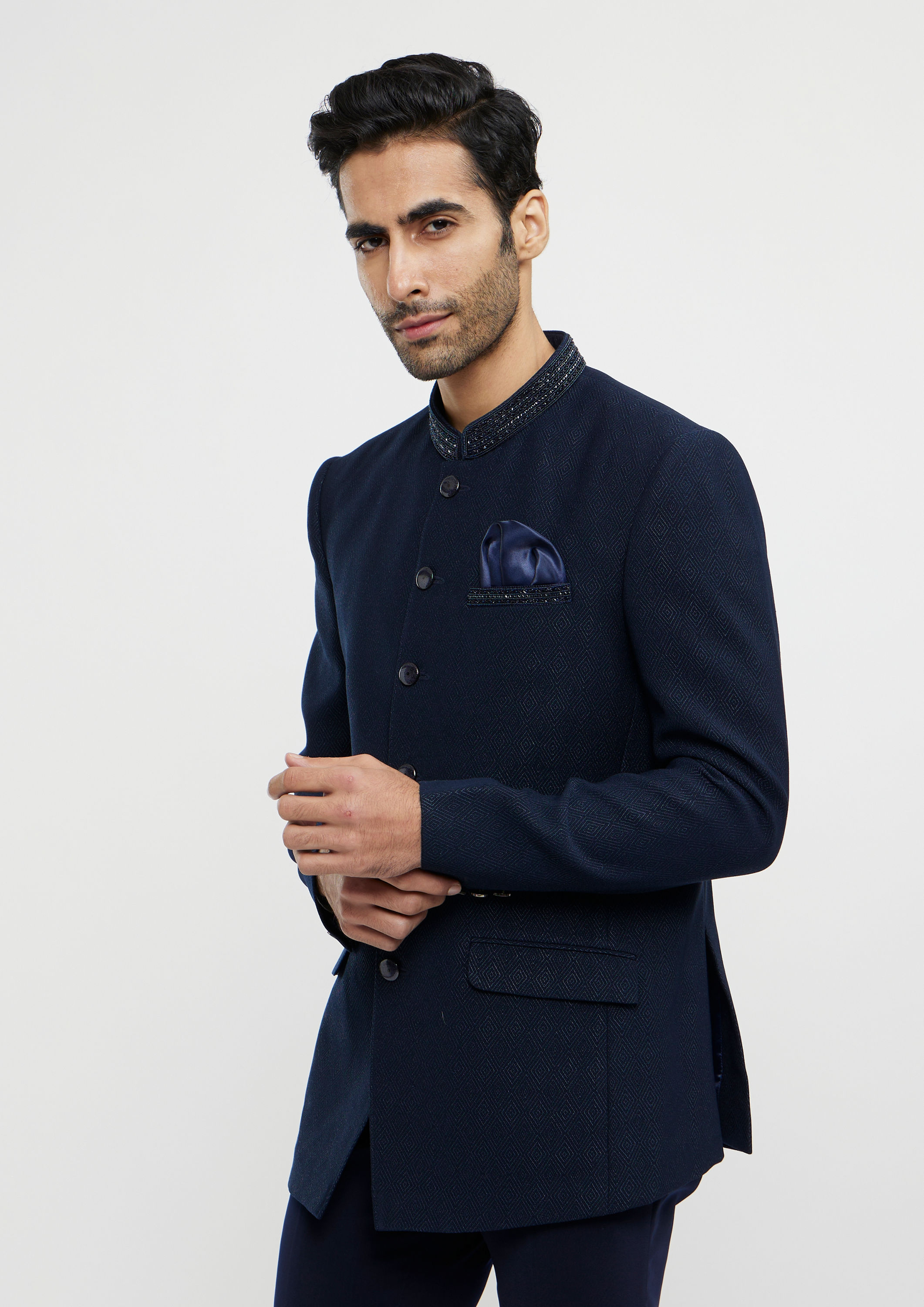 alt message - Twamev Men Dark Blue Elegance Blazer image number 0