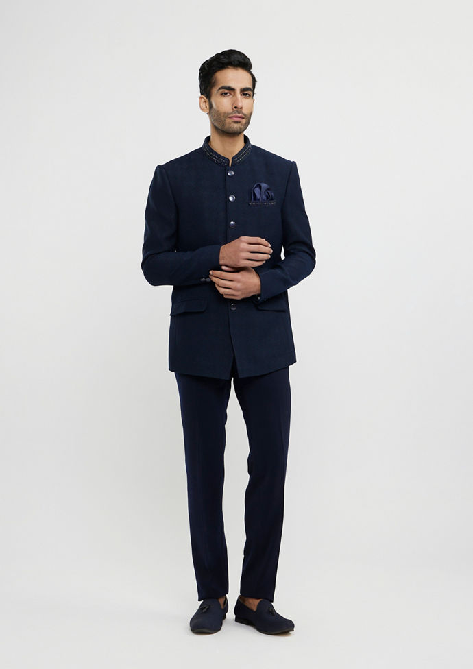 alt message - Twamev Men Dark Blue Elegance Blazer image number 2