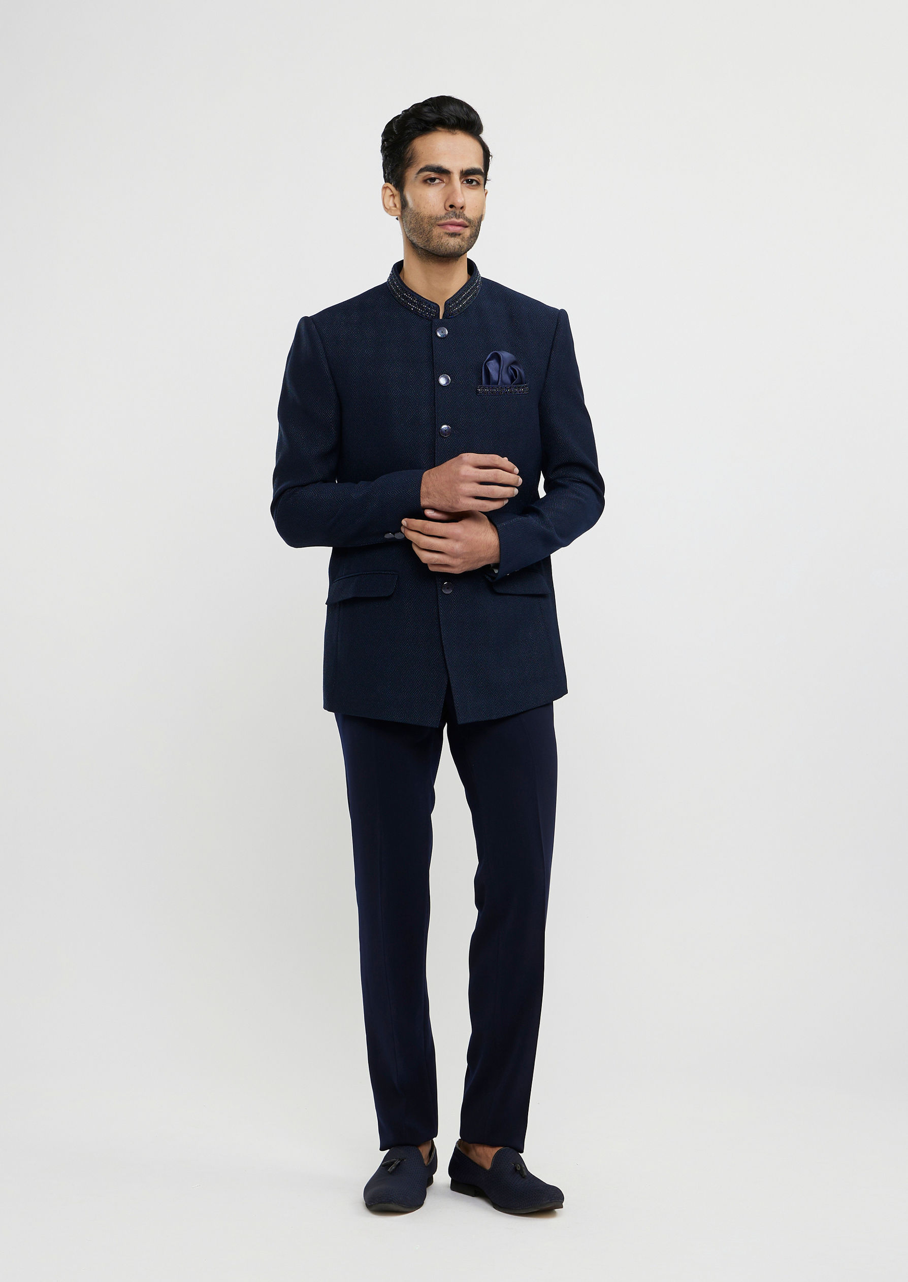 alt message - Twamev Men Dark Blue Elegance Blazer image number 2