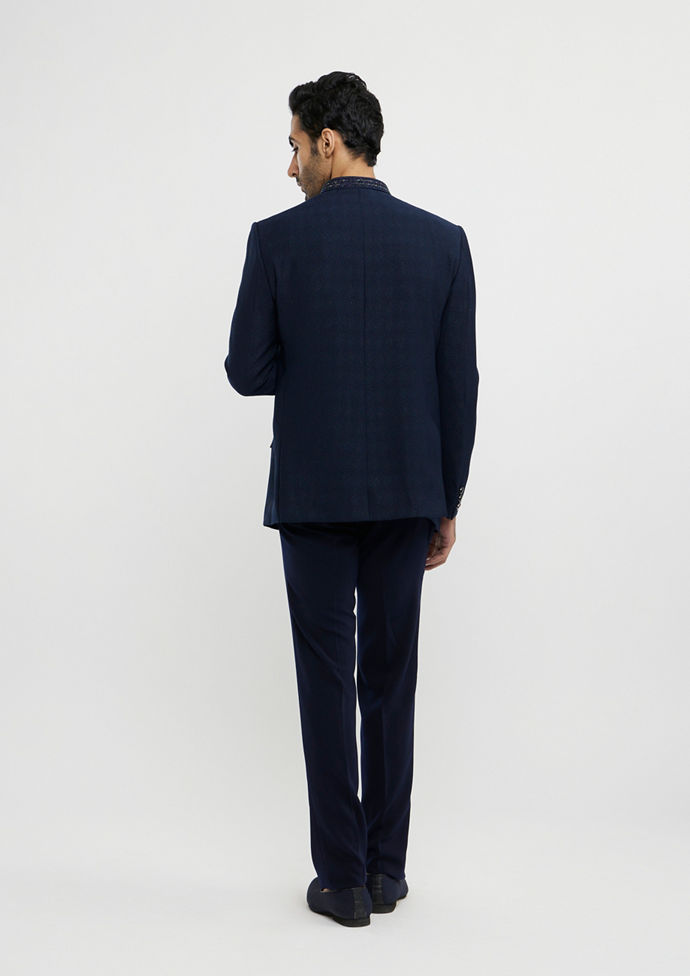 alt message - Twamev Men Dark Blue Elegance Blazer image number 3