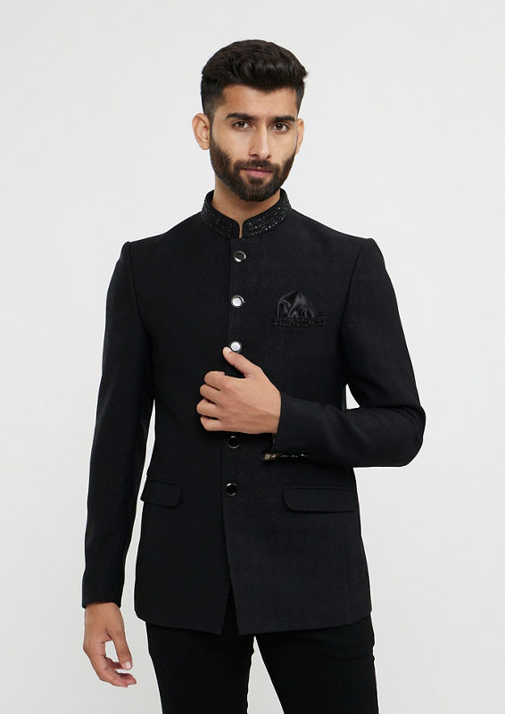 Twamev Men Dapper Black Ensemble Blazer