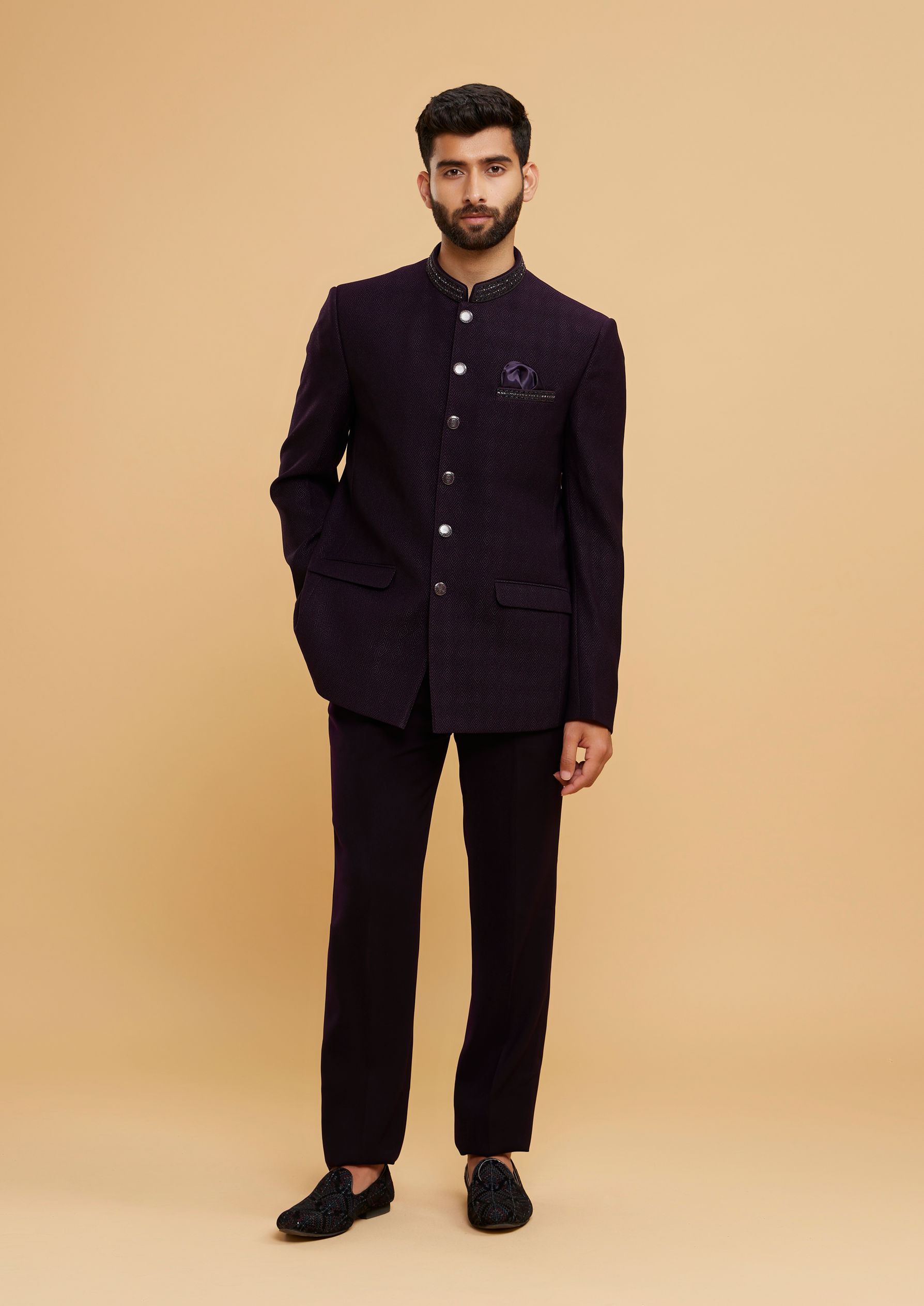 Twamev Men Regal Purple Jodhpuri Set