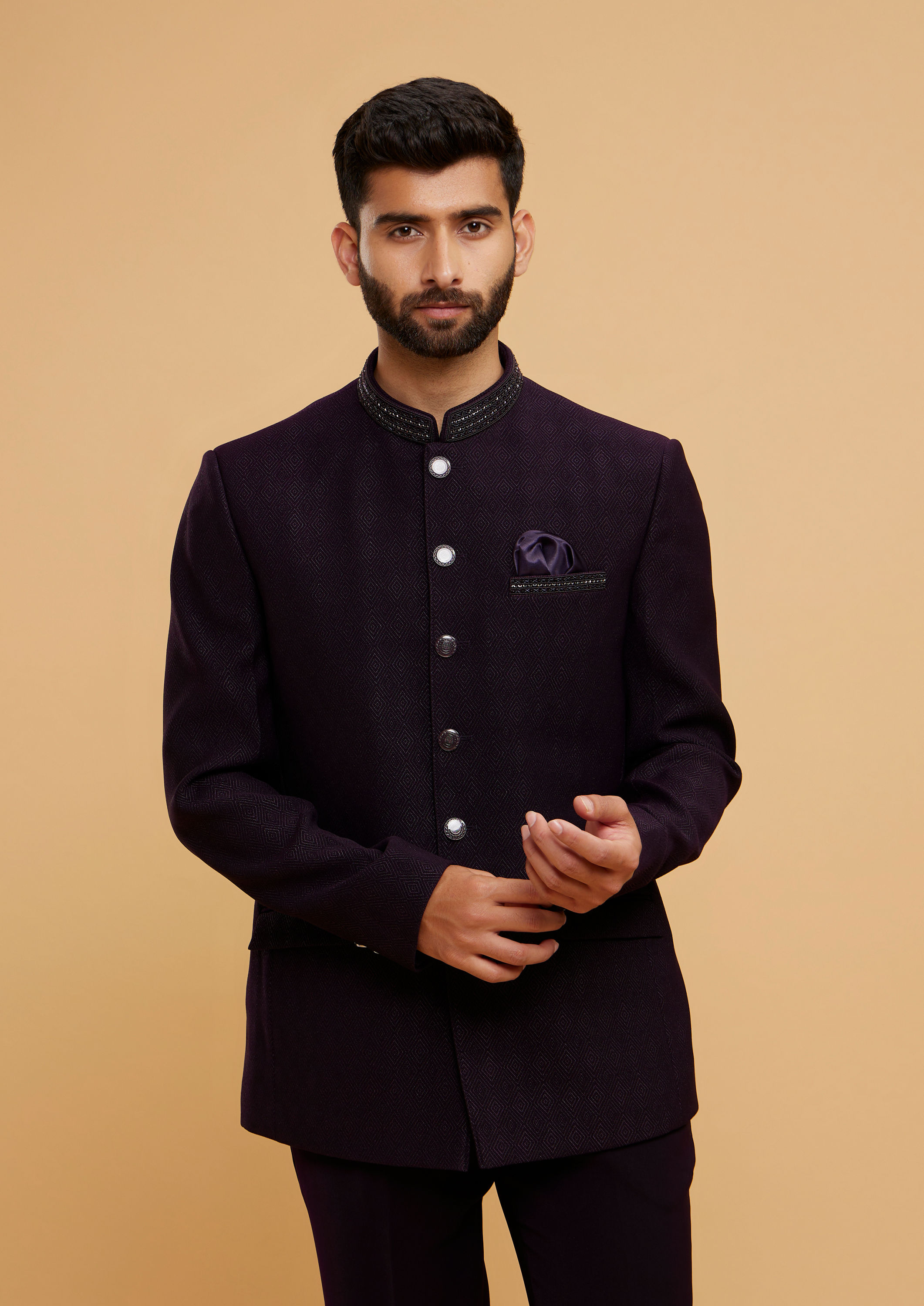 Twamev Men Regal Purple Jodhpuri Set