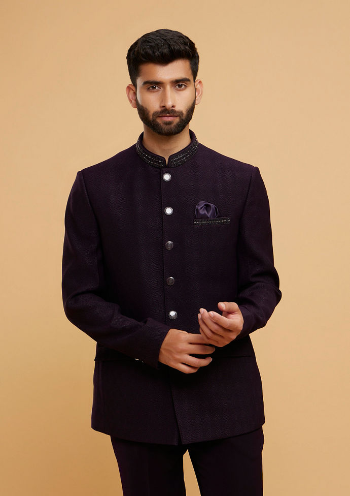 Twamev Men Regal Purple Jodhpuri Set