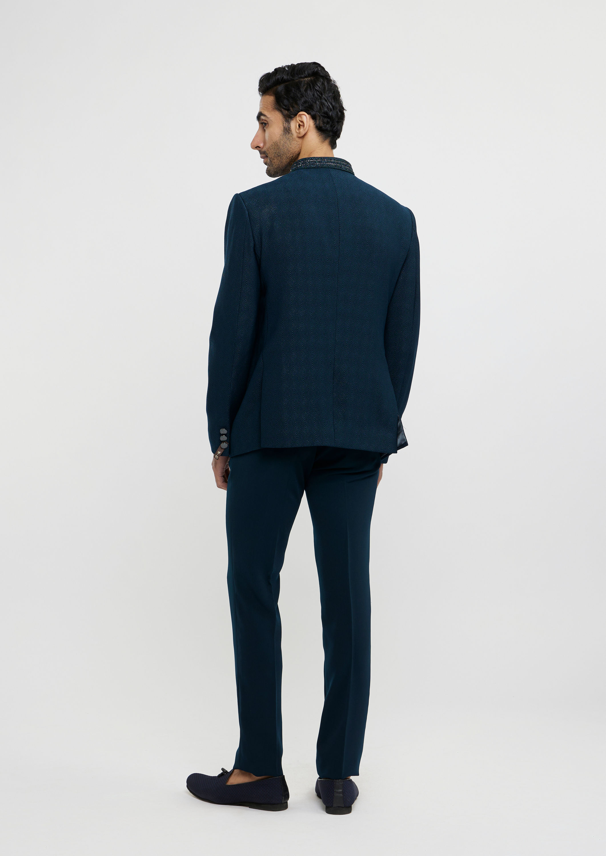 Twamev Men Teal Blue Festivity Ensemble Blazer