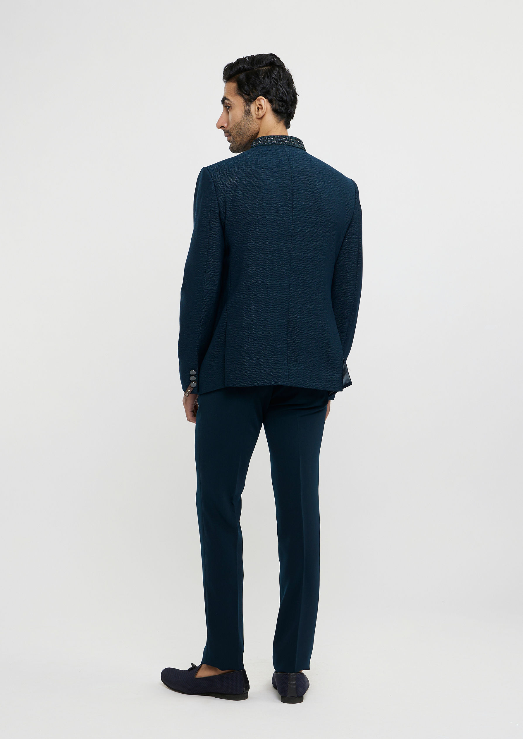 Twamev Men Teal Blue Festivity Ensemble Blazer