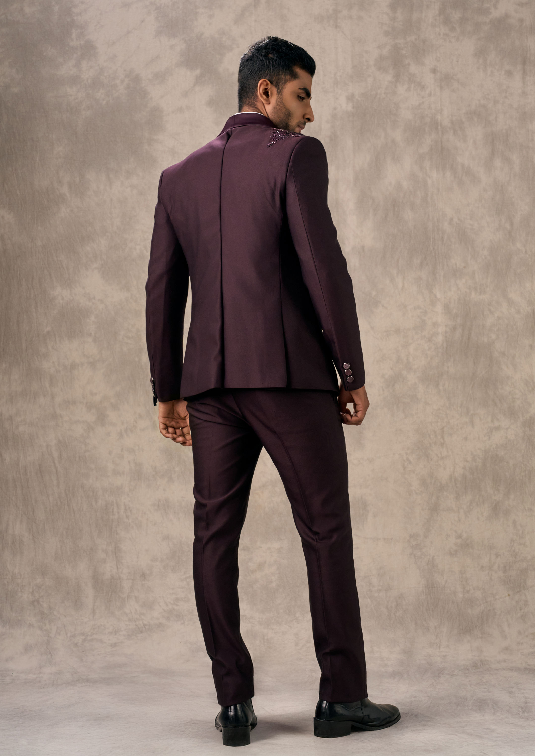 Twamev Men Imperial Wine Piece Suit Set