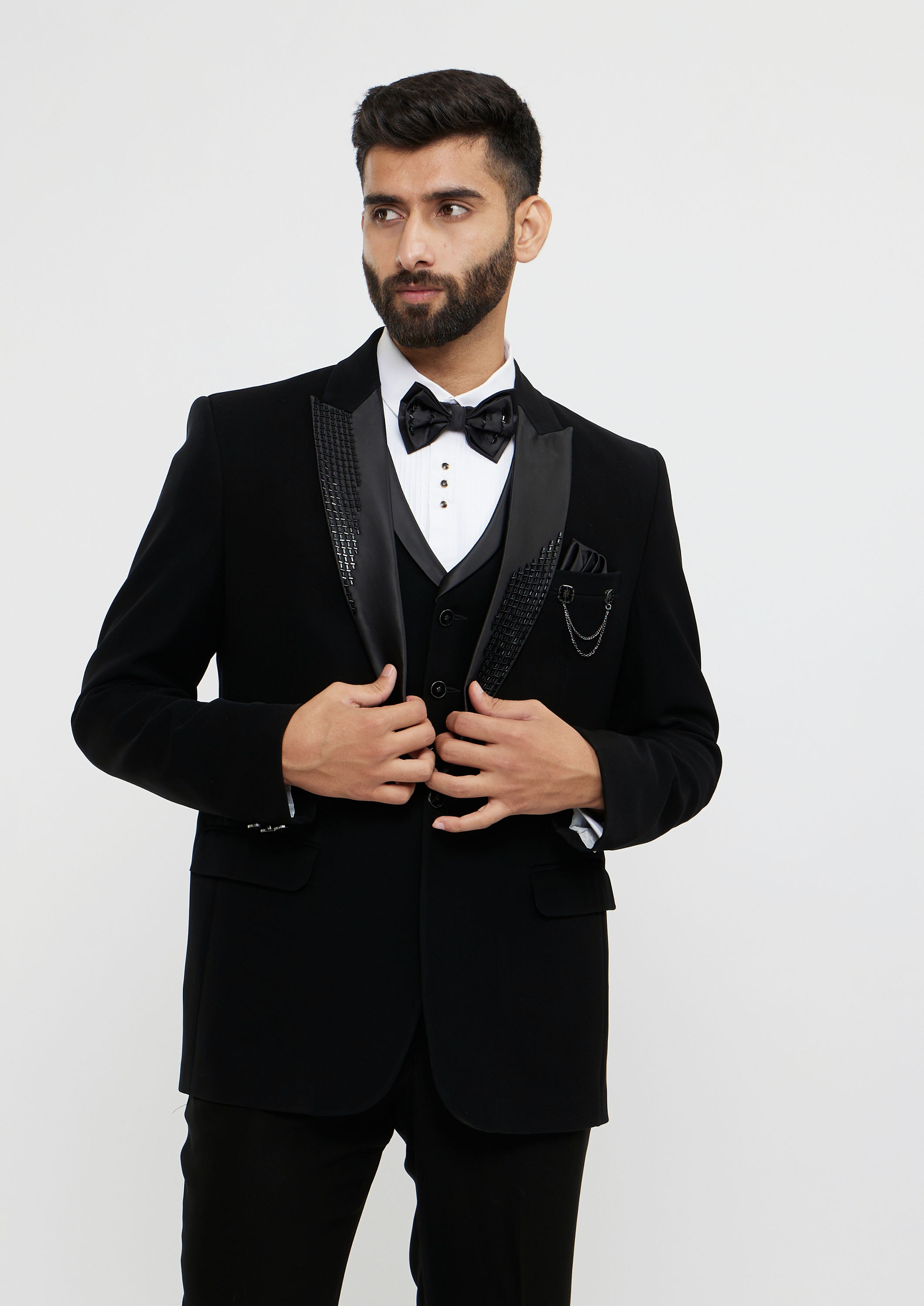 alt message - Twamev Men Black Elegance Suit Set image number 0