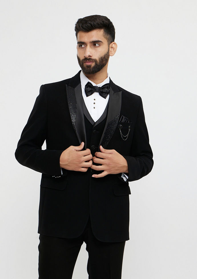 Twamev Men Black Elegance Suit Set