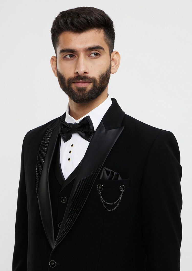 Twamev Men Black Elegance Suit Set