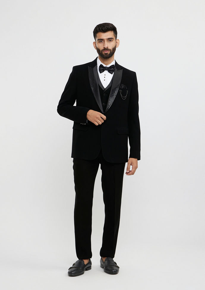 Twamev Men Black Elegance Suit Set