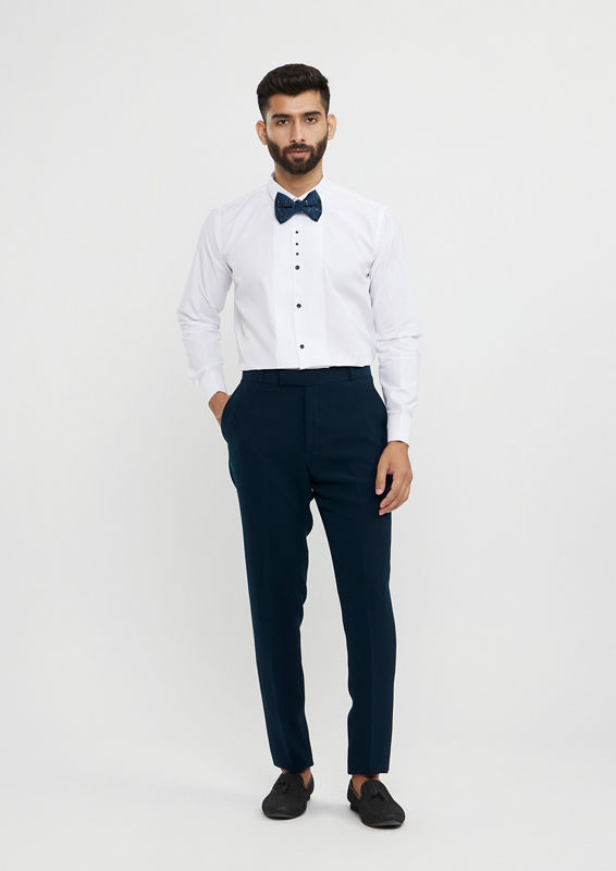 Twamev Men Teal Green Plain Classic Suit Set with Cutdana Work