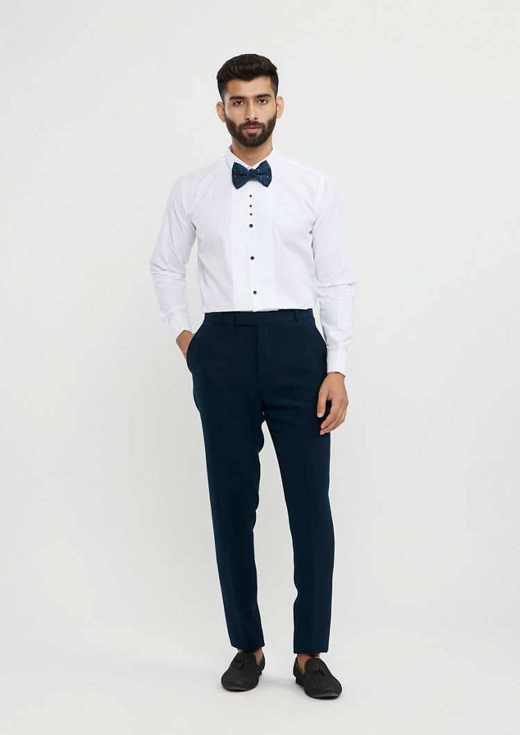 Twamev Men Teal Green Plain Classic Suit Set with Cutdana Work