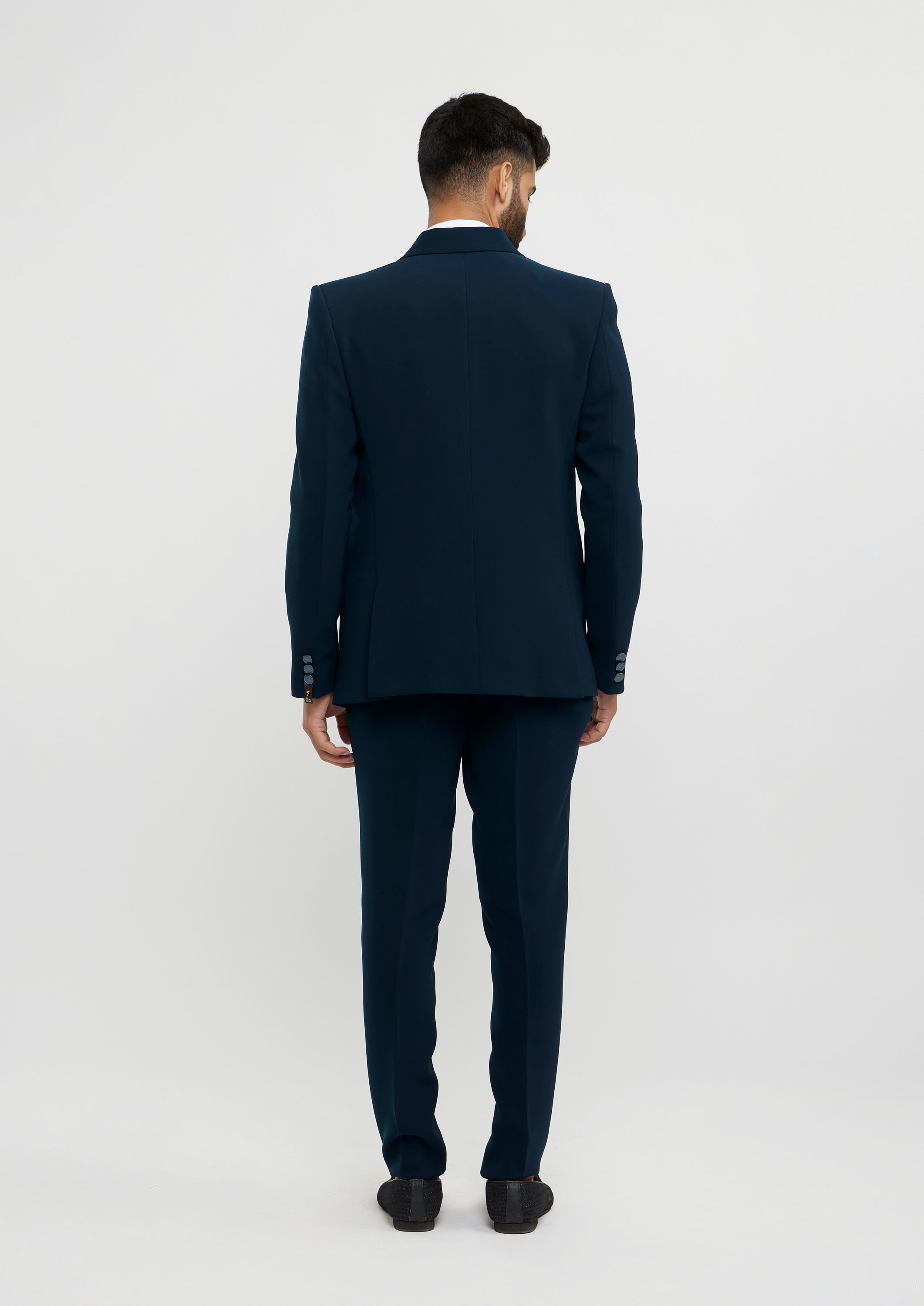 Twamev Men Teal Green Plain Classic Suit Set with Cutdana Work