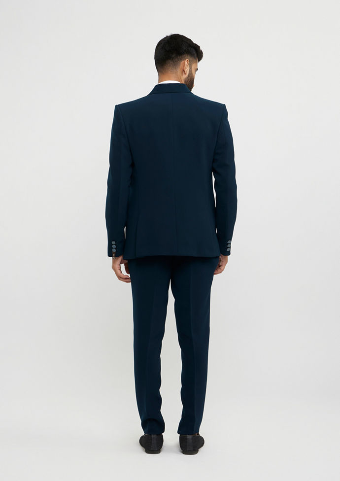 Twamev Men Teal Green Plain Classic Suit Set with Cutdana Work