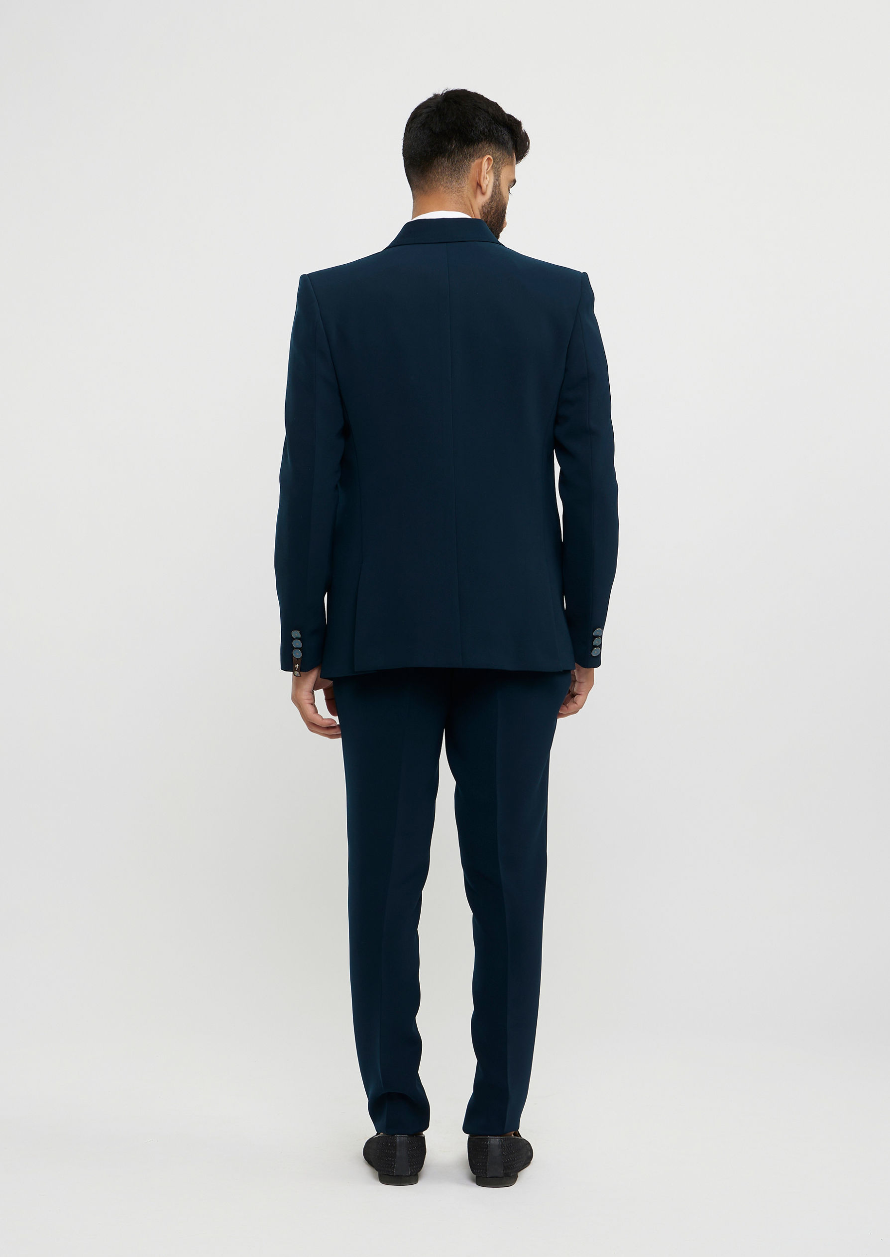 Twamev Men Teal Green Plain Classic Suit Set with Cutdana Work