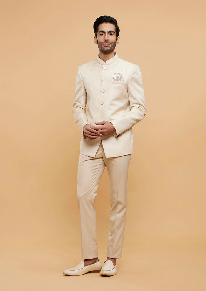 alt message - Twamev Men Debonair Cream Ensemble Blazer image number 2