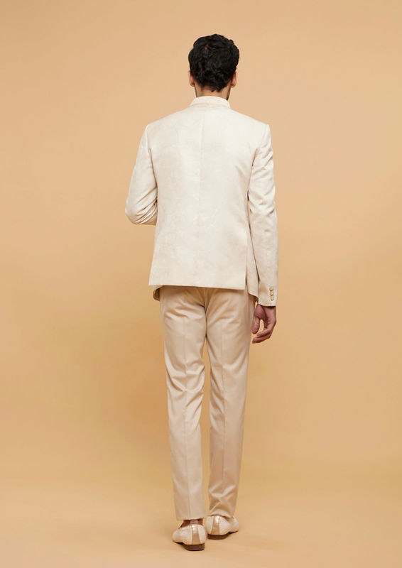 alt message - Twamev Men Debonair Cream Ensemble Blazer image number 3