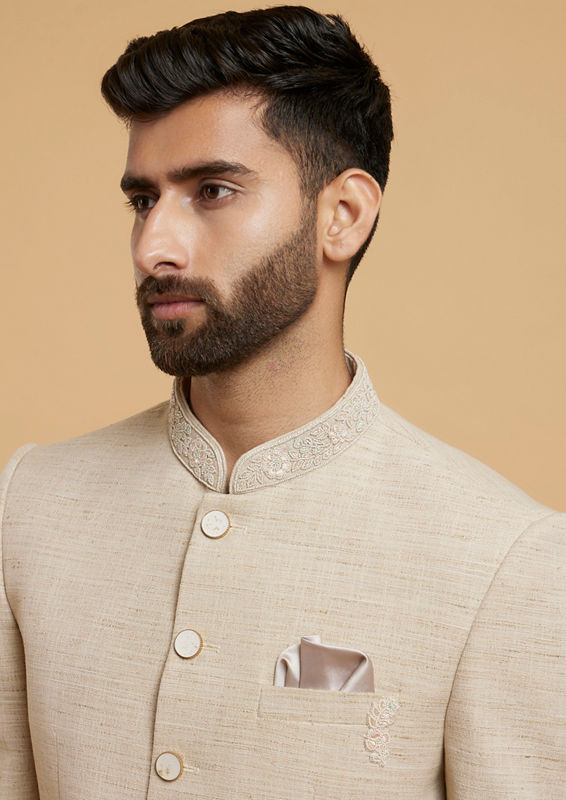 Twamev Men Ravishing Beige Jodhpuri Set