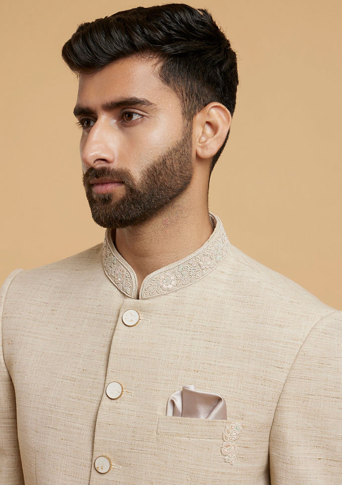 Twamev Men Ravishing Beige Jodhpuri Set