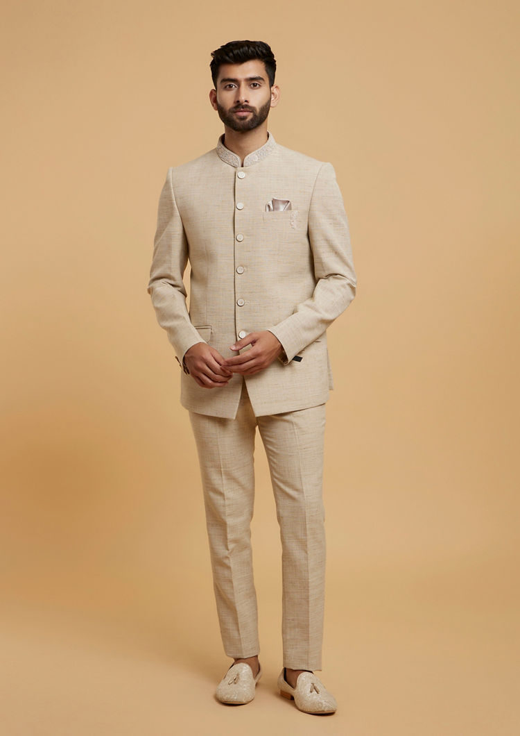 Twamev Men Ravishing Beige Jodhpuri Set