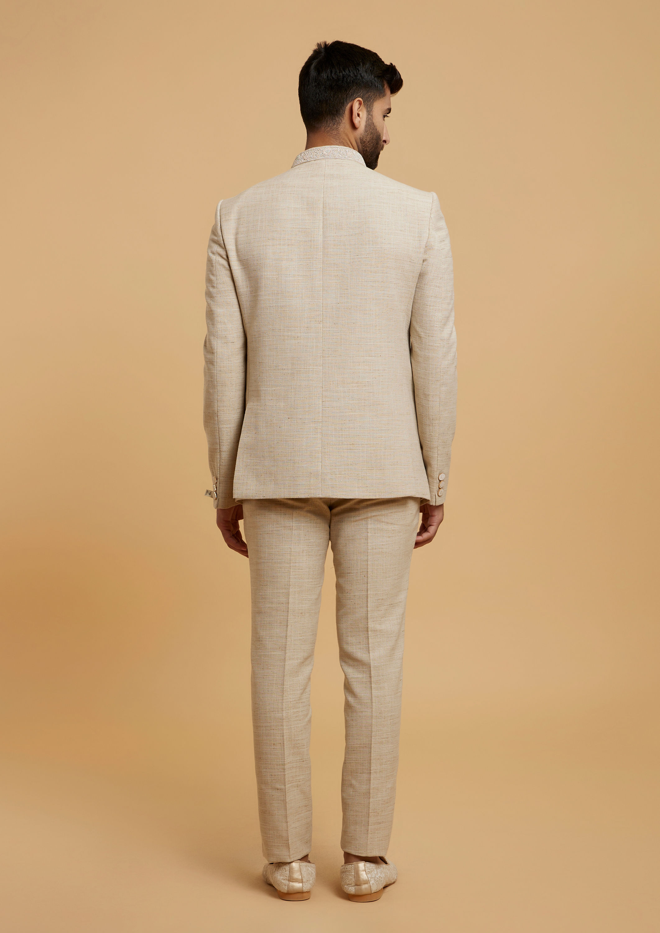 Twamev Men Ravishing Beige Jodhpuri Set