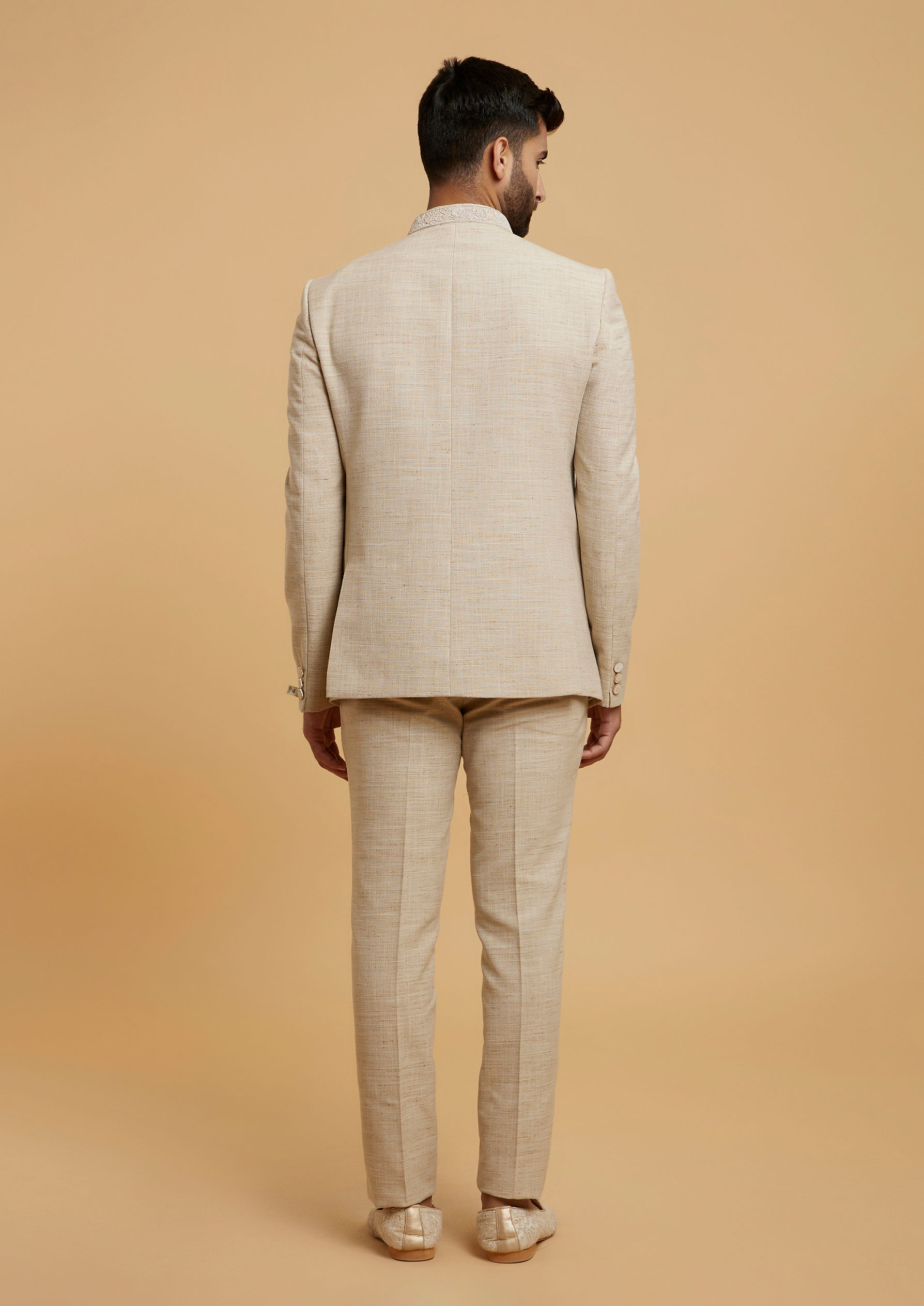 Twamev Men Ravishing Beige Jodhpuri Set