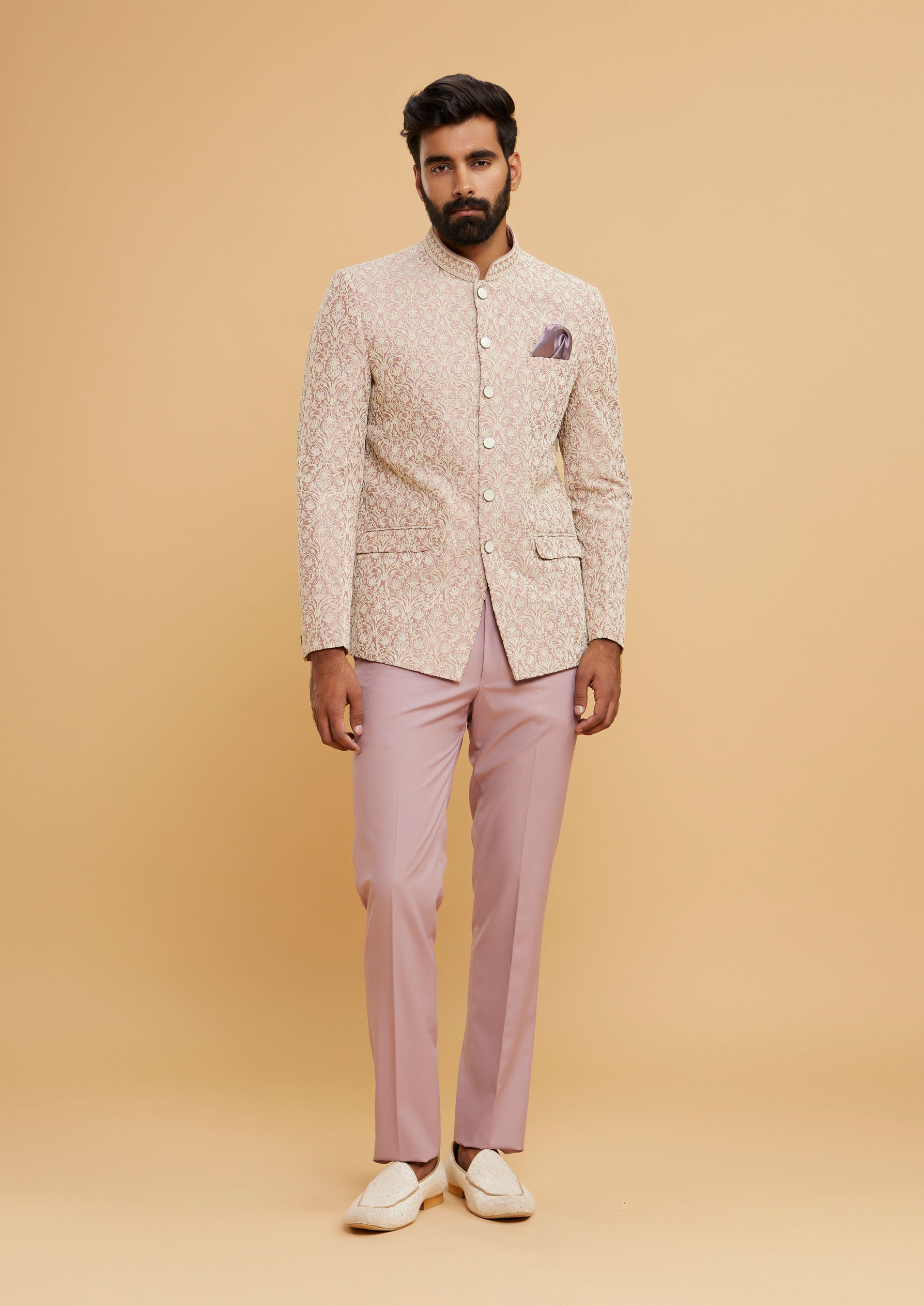 Twamev Men Dusty Pink Radiance Jodhpuri Set