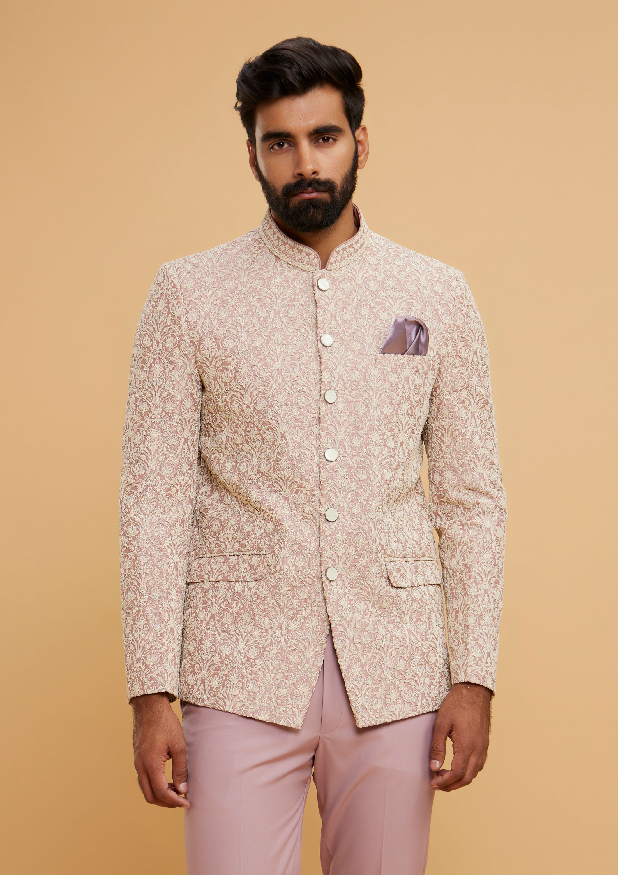 Twamev Men Dusty Pink Radiance Jodhpuri Set