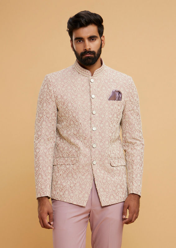 Twamev Men Dusty Pink Radiance Jodhpuri Set