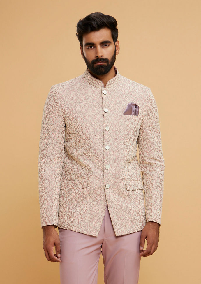 Twamev Men Dusty Pink Radiance Jodhpuri Set