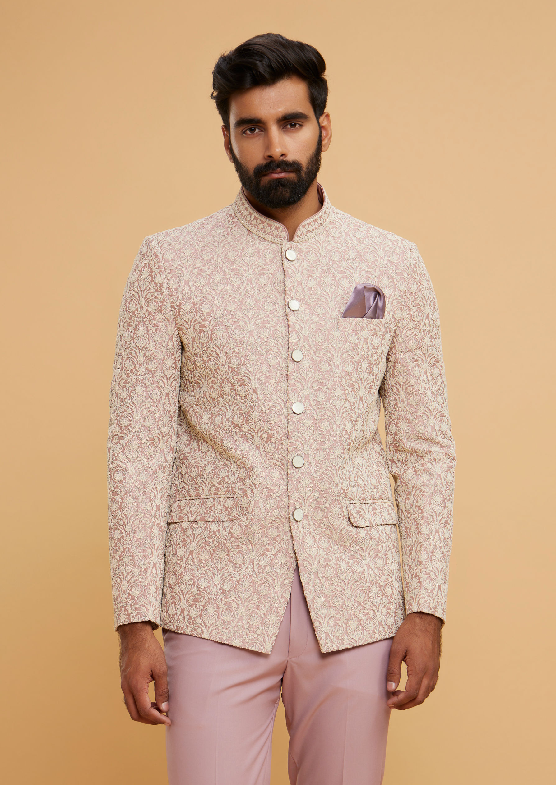 Twamev Men Dusty Pink Radiance Jodhpuri Set