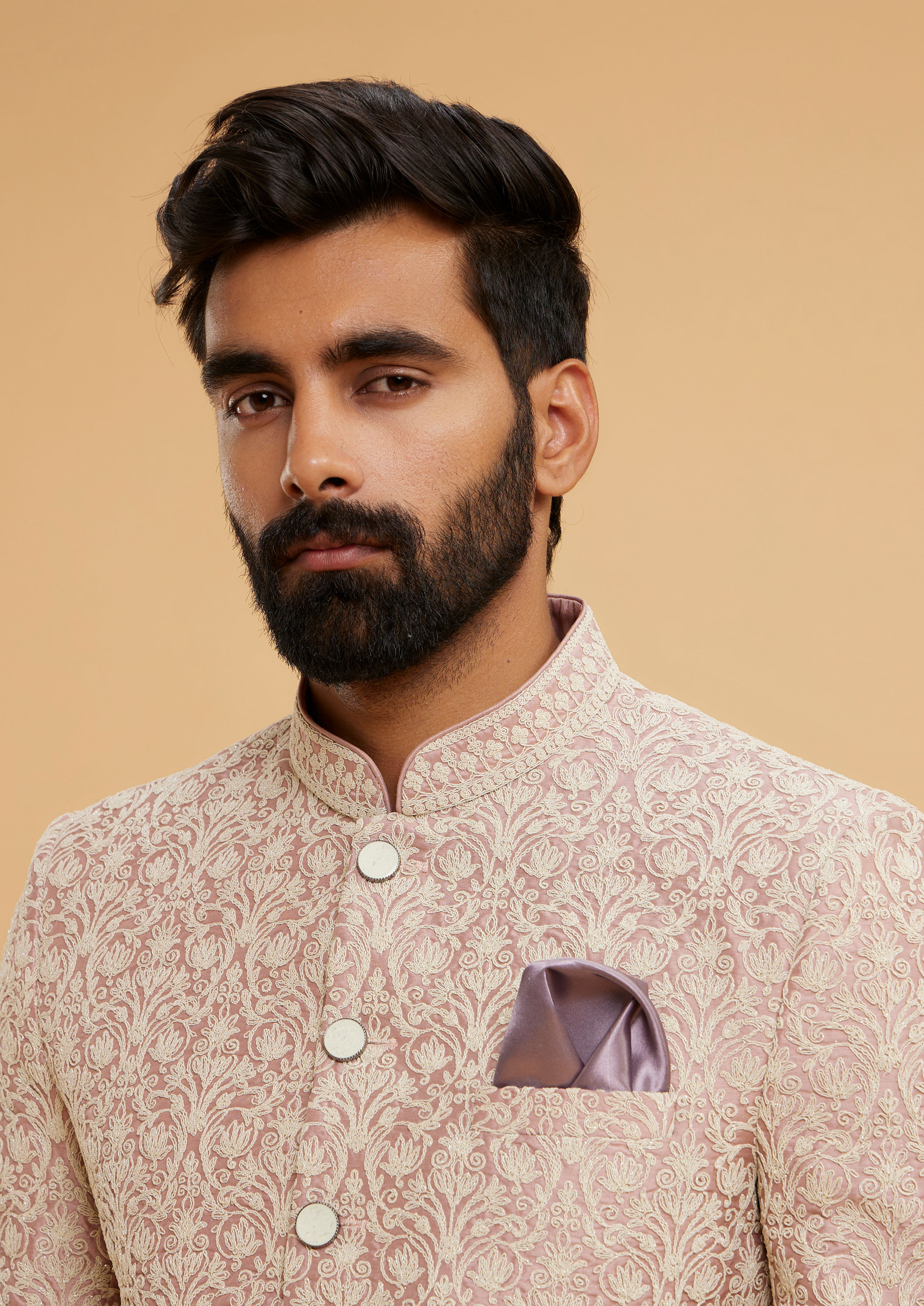 Twamev Men Dusty Pink Radiance Jodhpuri Set