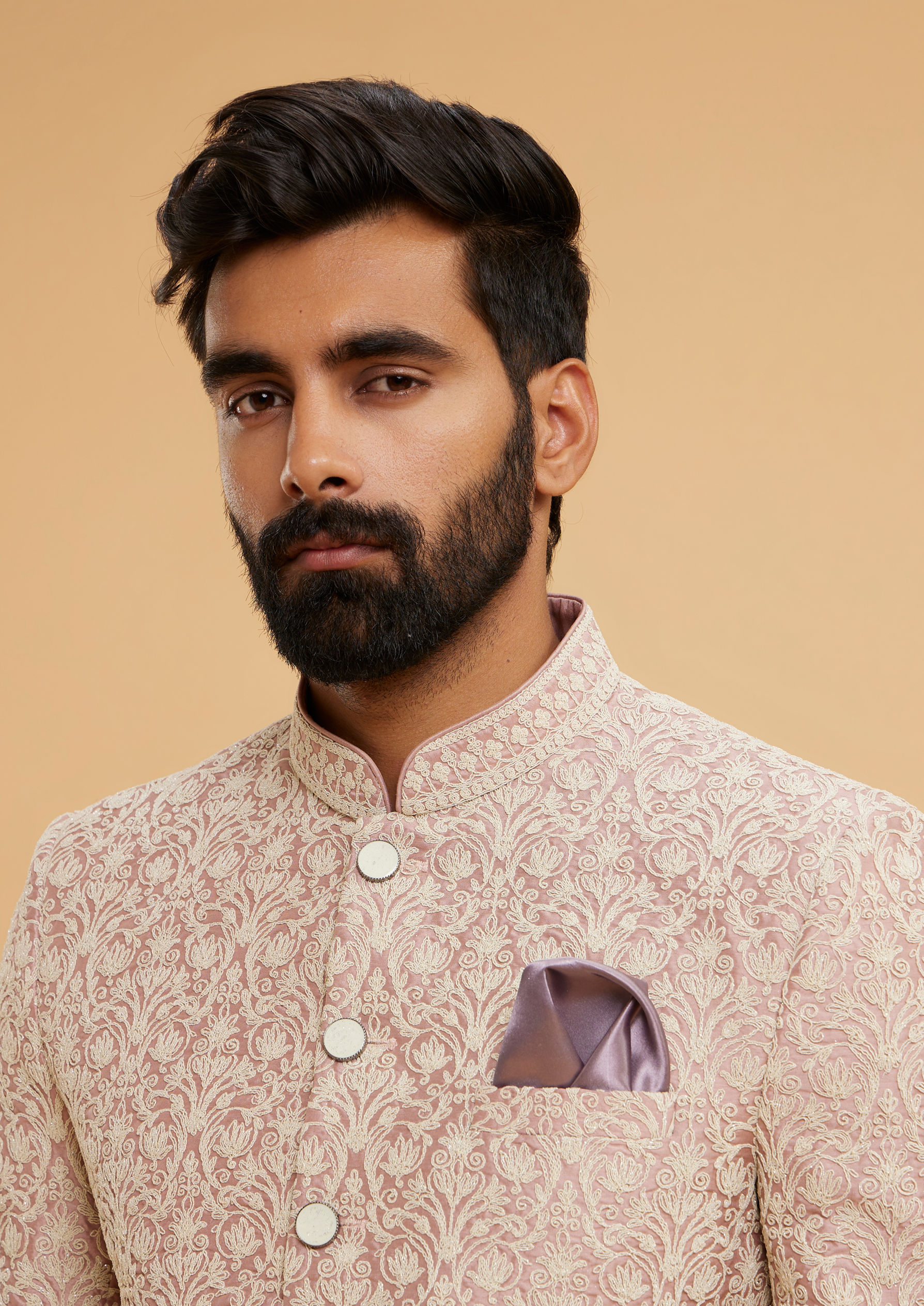 Twamev Men Dusty Pink Radiance Jodhpuri Set