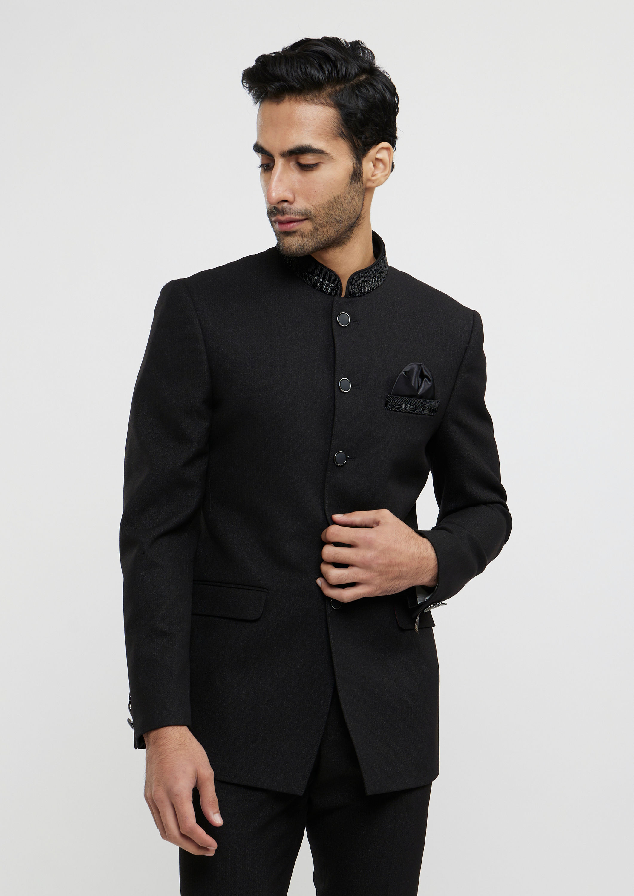 alt message - Twamev Men Black Elegance Jodhpuri Set image number 0