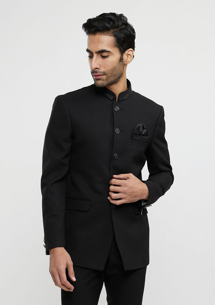 Twamev Men Black Elegance Jodhpuri Set
