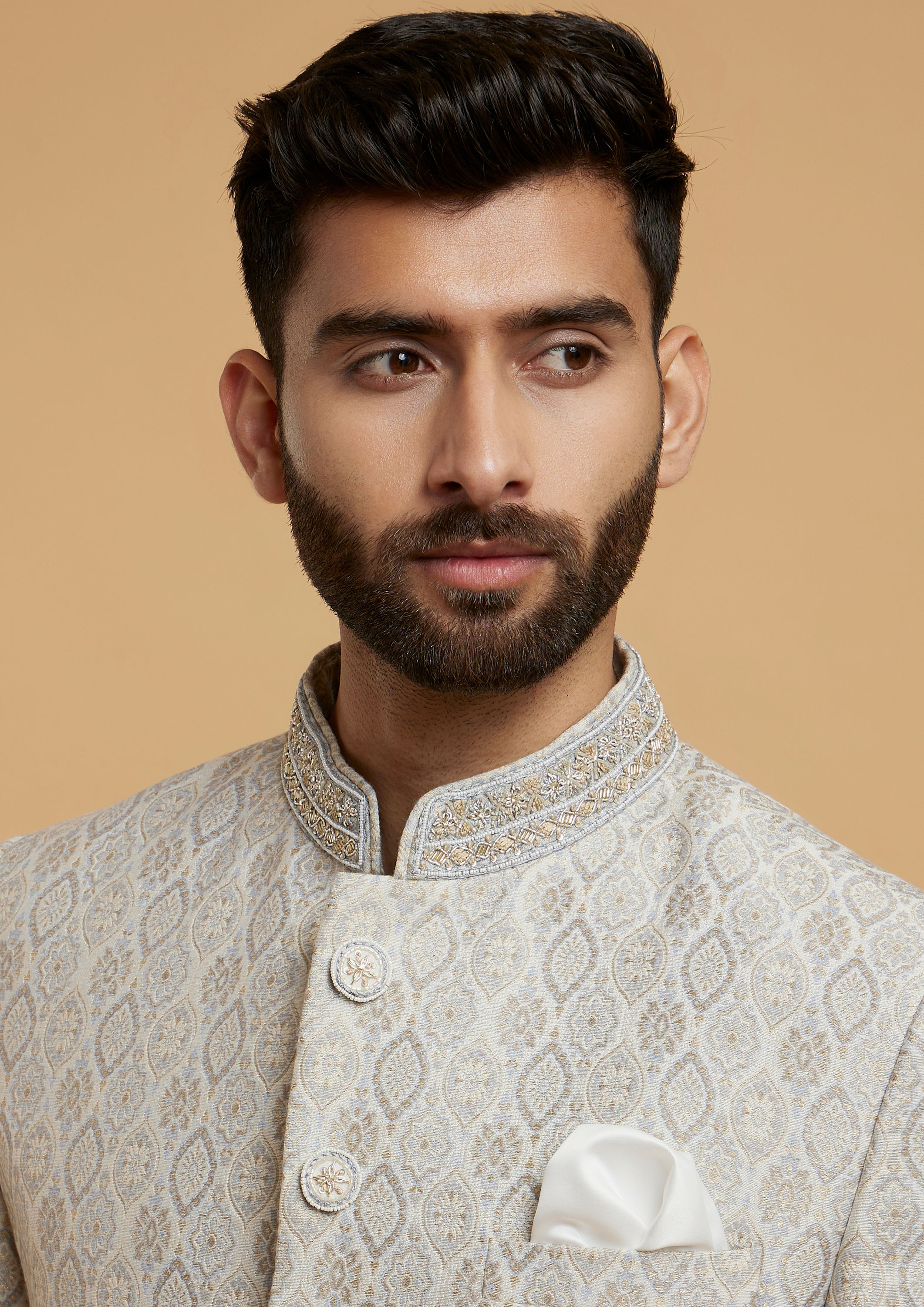 Twamev Men Versatile Light Grey Jodhpuri Set
