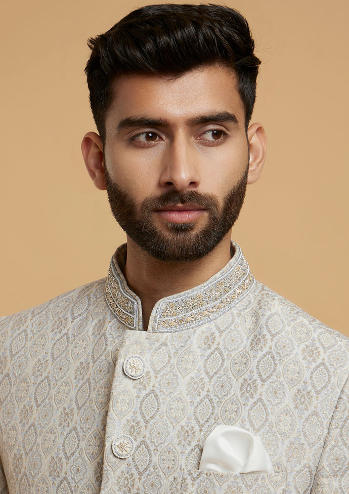 Twamev Men Versatile Light Grey Jodhpuri Set