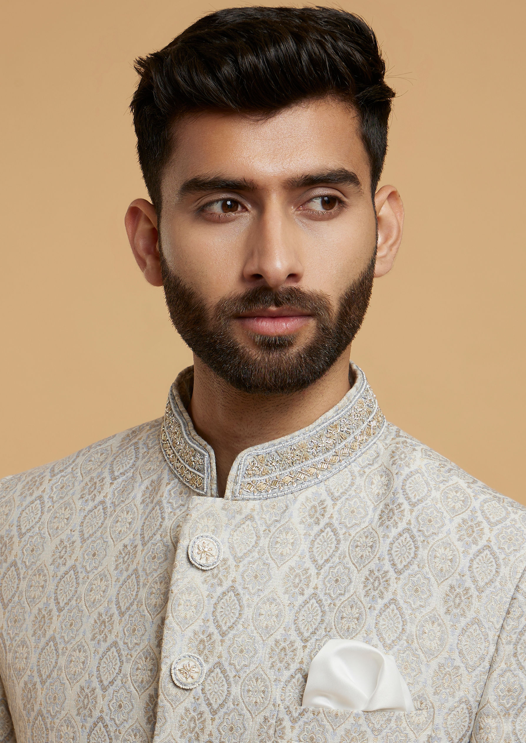 Twamev Men Versatile Light Grey Jodhpuri Set