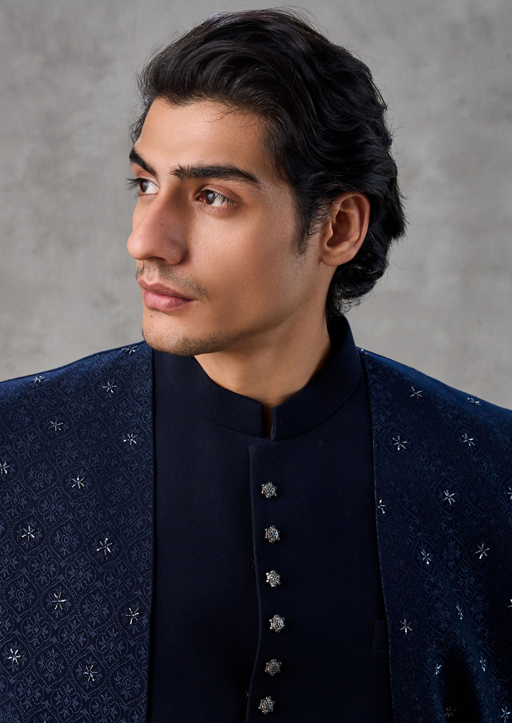 Twamev Men Dark Blue Jodhpuri Set Splendor