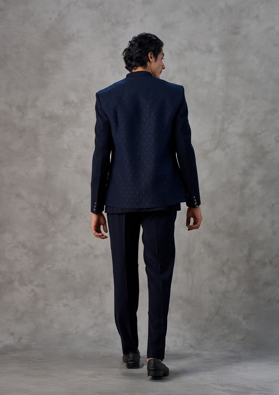 Twamev Men Dark Blue Jodhpuri Set Splendor