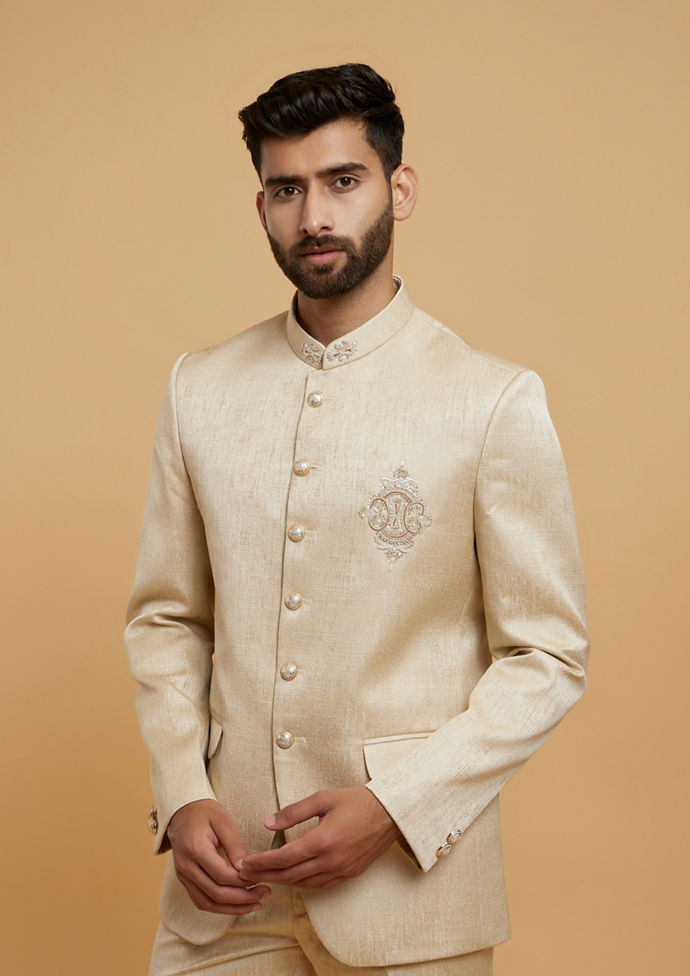 Twamev Men Twamev Fawn Brocade Jodhpuri Set