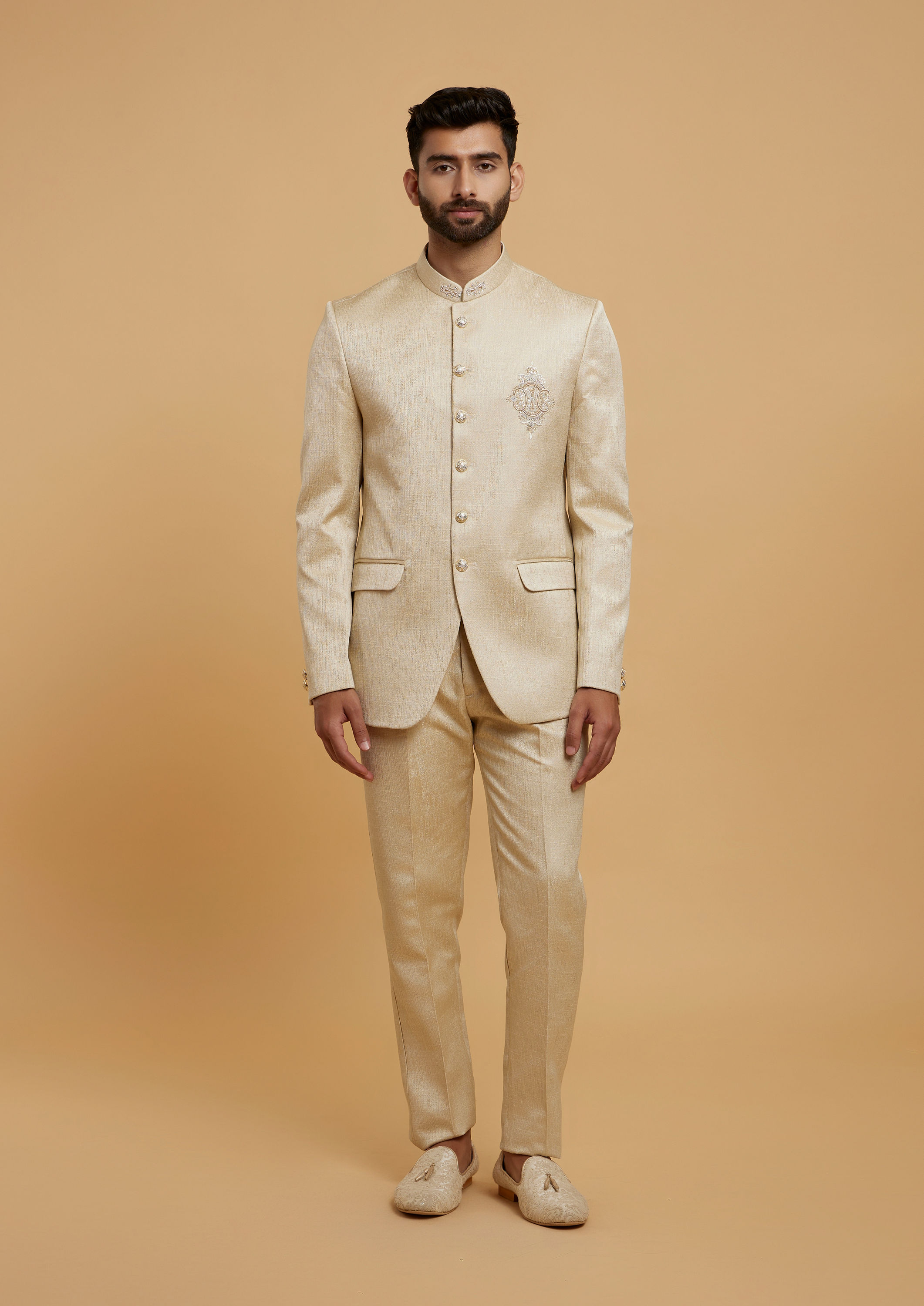Twamev Men Twamev Fawn Brocade Jodhpuri Set
