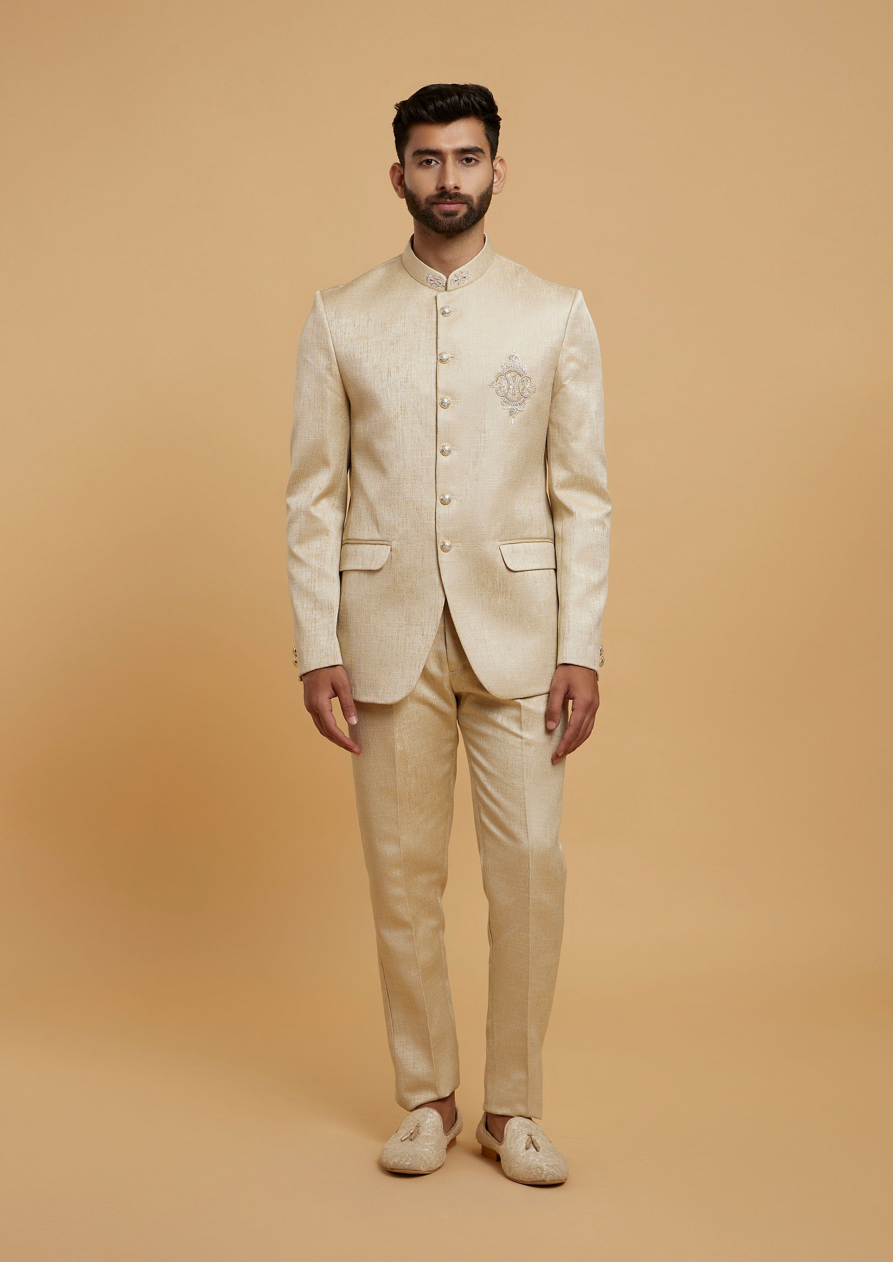 Twamev Men Twamev Fawn Brocade Jodhpuri Set