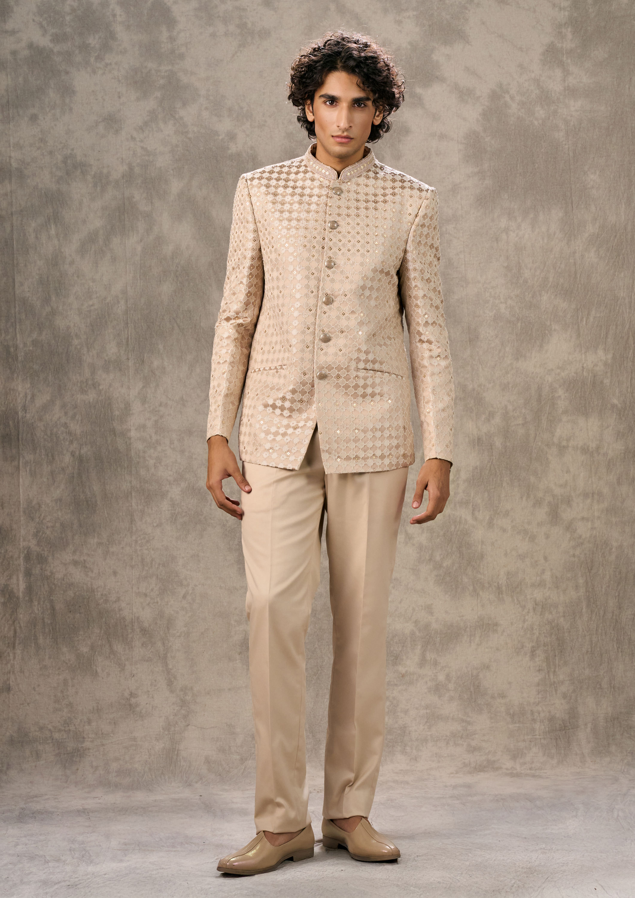 Twamev Men Elegant Fawn Jodhpuri Set