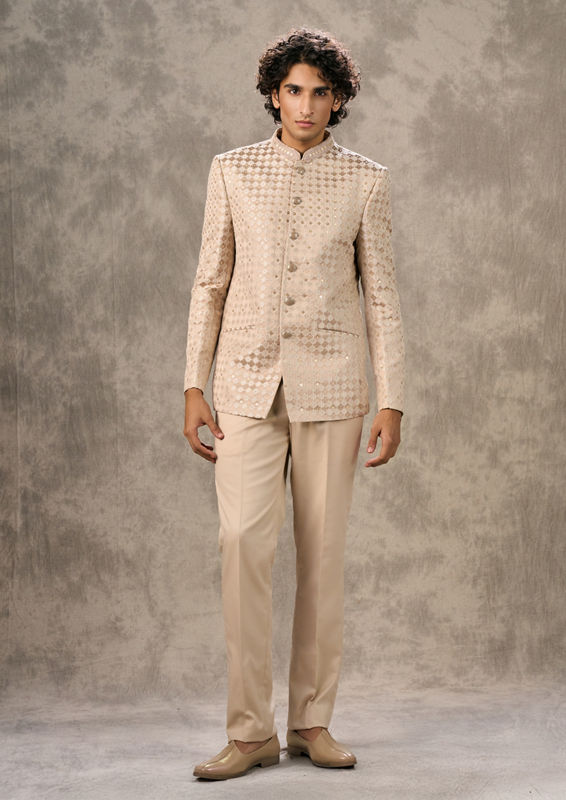 Twamev Men Elegant Fawn Jodhpuri Set