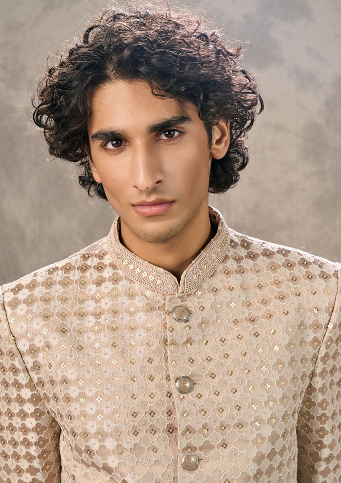 Twamev Men Elegant Fawn Jodhpuri Set