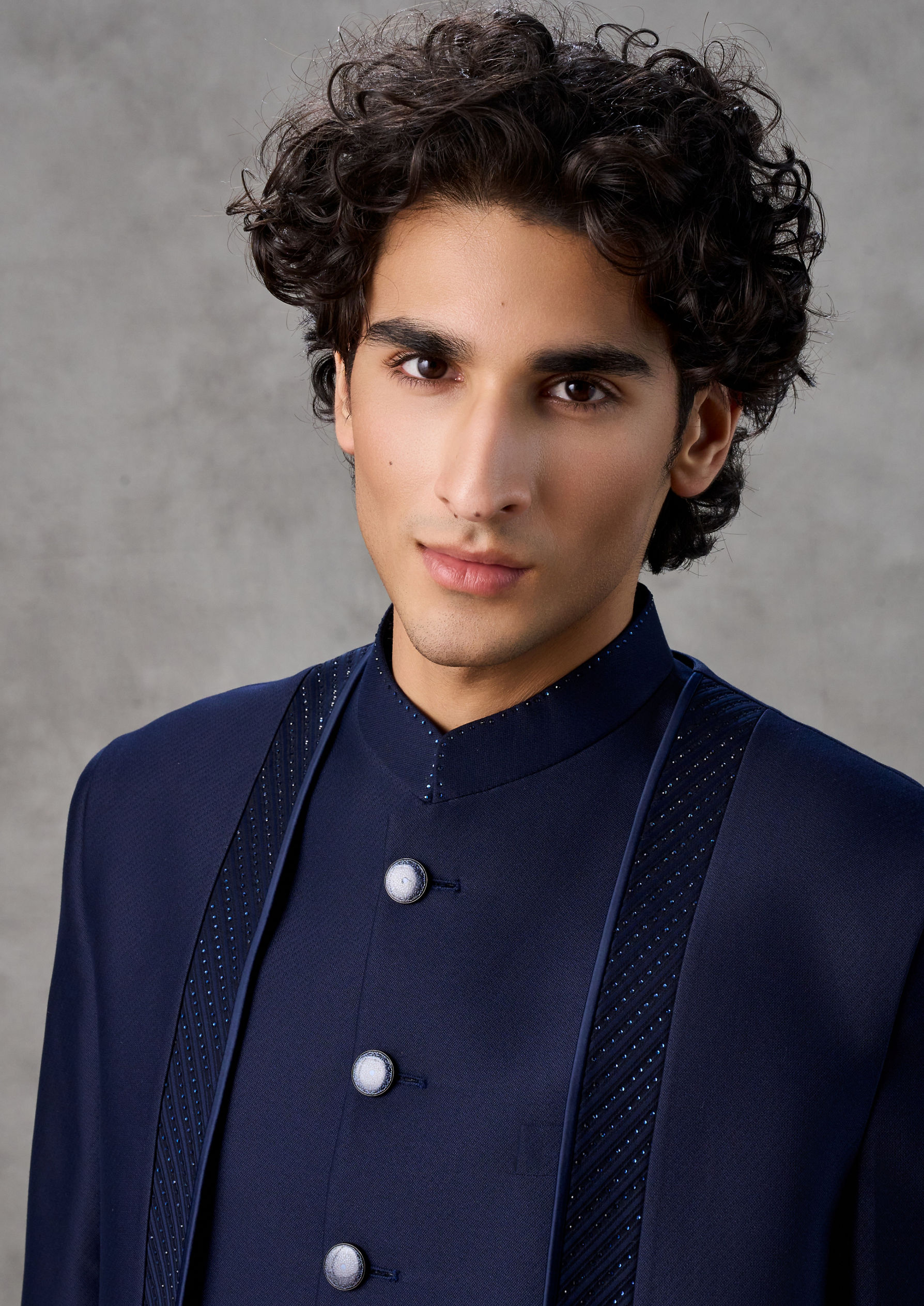 Twamev Men Royal Blue Gleam Jodhpuri Set