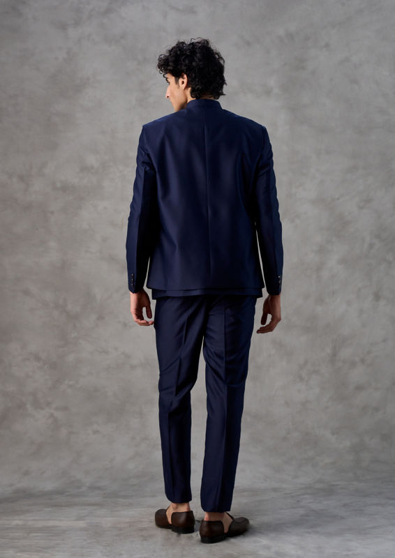 Twamev Men Royal Blue Gleam Jodhpuri Set