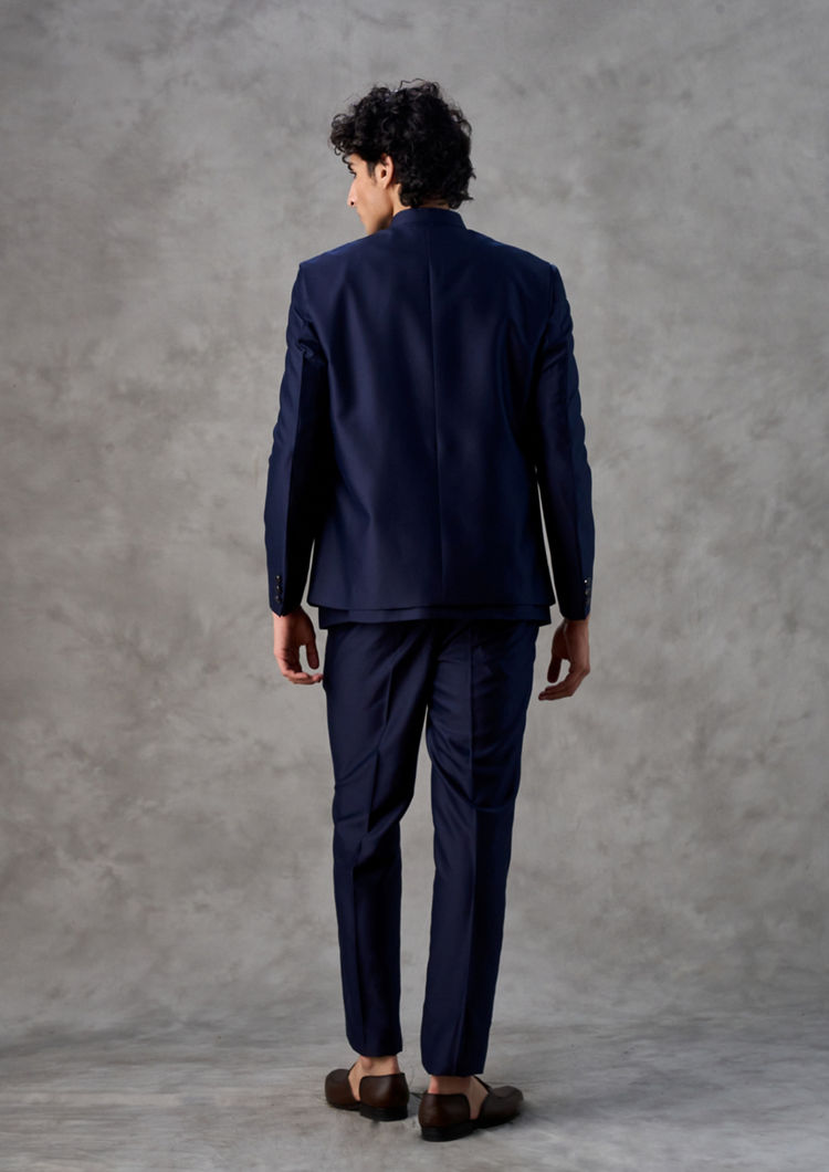 Twamev Men Royal Blue Gleam Jodhpuri Set